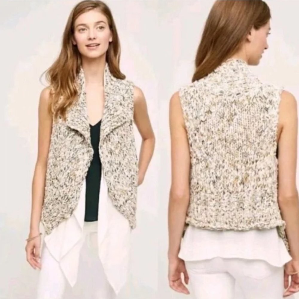 Anthropologie Cream Knit Vest